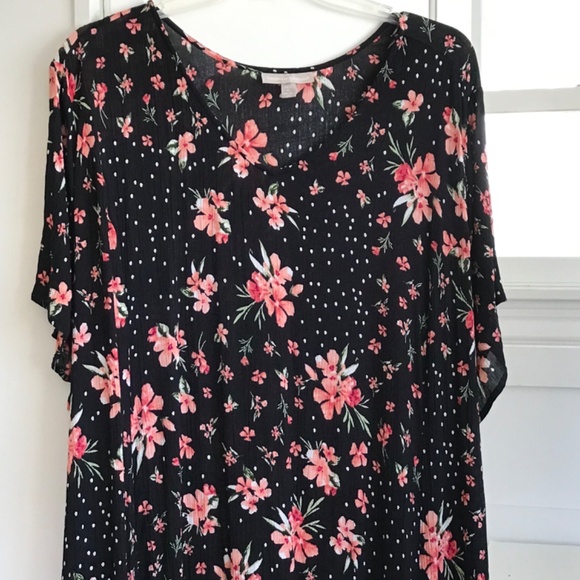 WOMAN WITHIN Maxi Dress Black Floral Short Sleeve V Neck Women’s Plus Size 4X 34 - Picture 2 of 15